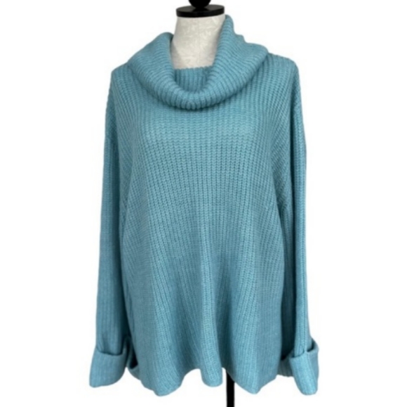 Lane Bryant Tops - Lane Bryant Cowl Neck Sweater Loose Cuffed Sleeves Blue Size 18/20
